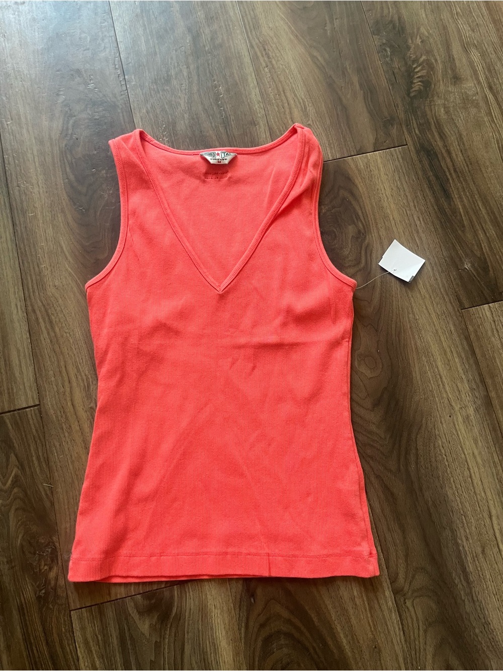 NWT Hard Tail Forever Tank Top Medium Y2K Ribbed Knit USA Cotton Coral Pink